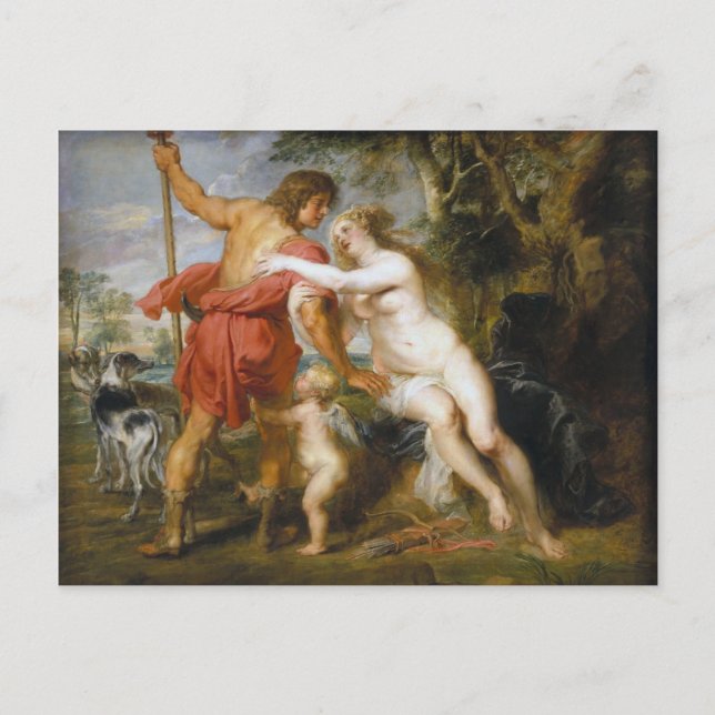 Cartão Postal De Festividades Peter Paul Rubens - Venus And Adonis (Frente)