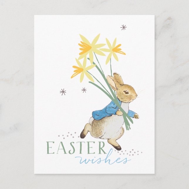 Cartão Postal De Festividades Peter Rabbit | Desejos de páscoa (Frente)