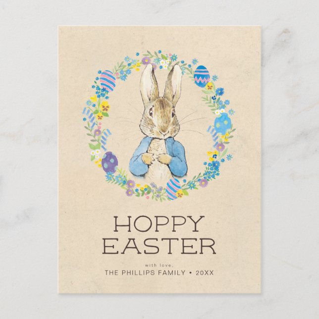 Cartão Postal De Festividades Peter Rabbit Personalizado | Páscoa Hoppy (Frente)