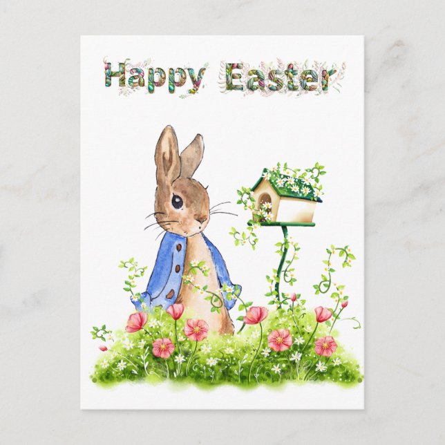 Cartão Postal De Festividades Peter the Rabbit in his Garden (Frente)