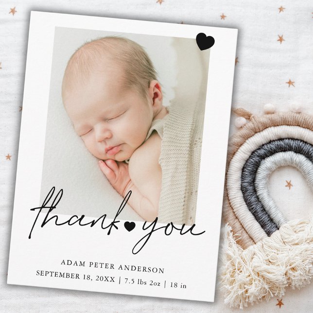 Cartão Postal De Festividades Photo Simple Thank You Birth Announcement Postcard (Criador carregado)