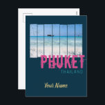 Cartão Postal De Festividades Phuket Thailand Vintage Beach Panorama Souvenir<br><div class="desc">O panorama da praia de Phuket Thailand (Tailândia vintage) e o mar perfeito para mochilas e viajantes tailandeses do sudeste asiático. Phuket Souvenir para as férias da Tailândia, Patong e Khao Lak. Souvenirs do Parque Nacional Sirinat e das Ilhas Phi Phi. Você pode personalizar e personalizar facilmente o design digitando...</div>