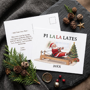 Cartão Postal De Festividades Pi La La Lates Santa Pilates Natal Engraçado