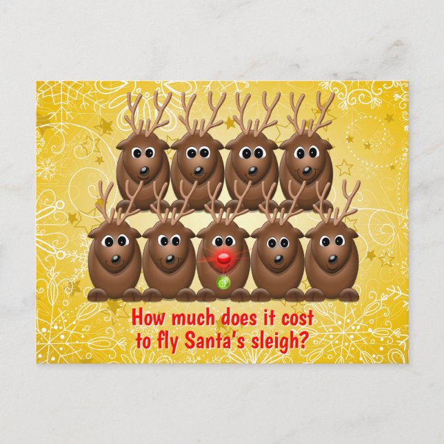 Cartão Postal De Festividades Piada Engraçada, Papais noeis Leigh Reindet Natal  (Frente)