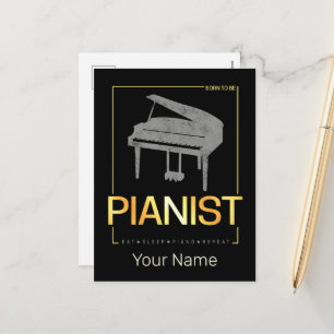 Cartão Postal De Festividades Piano Nascer A Ser Pianista Músico Vintage Design