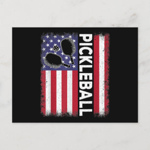 Cartão Postal De Festividades Pickleball American Flag Engraçado Pickleball Vi