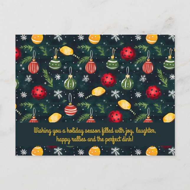 Cartão Postal De Festividades Pickleball 🎄 Feliz Natal, texto personalizado (Frente)