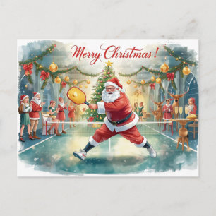 Cartão Postal De Festividades Pickleball Natal com Papai Noel Feliz Natal