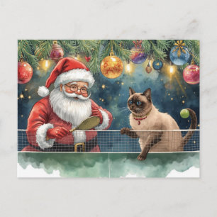 Cartão Postal De Festividades Pickleball Natal com Papai Noel Feliz Natal