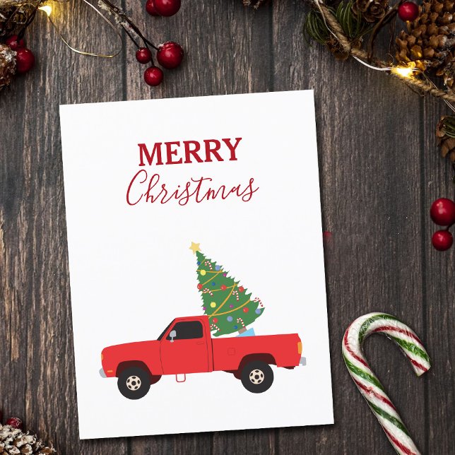 Cartão Postal De Festividades Pickup Truck Árvore de Natal (Criador carregado)