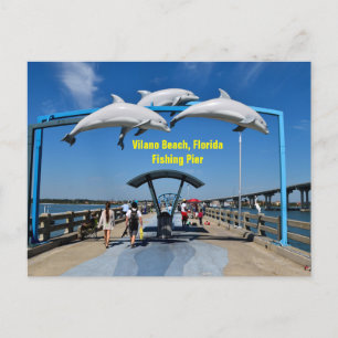 Cartão Postal De Festividades Píer de pesca da Flórida Vilano Beach