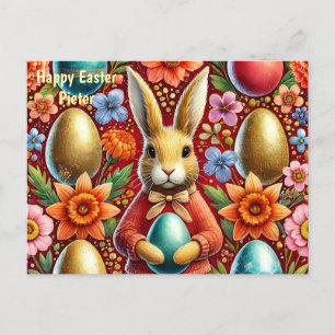 CARTÃO POSTAL DE FESTIVIDADES PIETER ~ FELZ PASCOA BUNNY GREETING ~