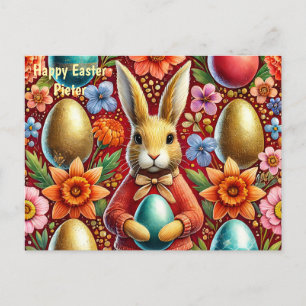 CARTÃO POSTAL DE FESTIVIDADES PIETER ~ SAUDAÇÃO FELIZ COELHO DE PÁSCOA ~
