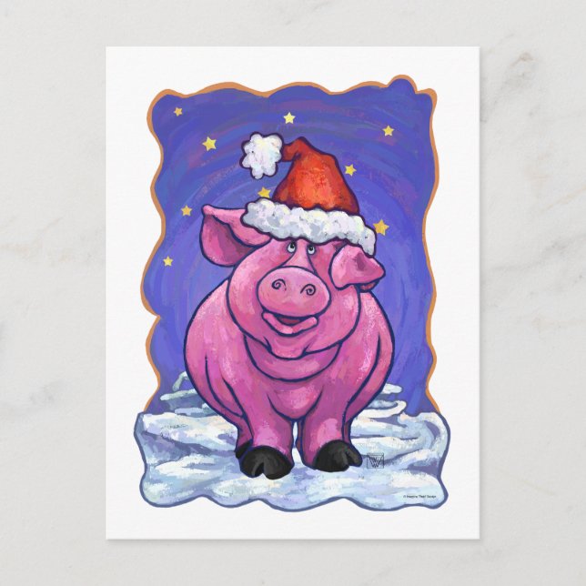 Cartão Postal De Festividades Pig Christmas (Frente)