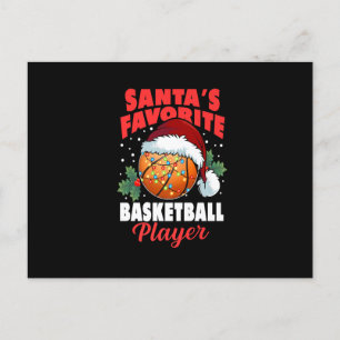 Cartão Postal De Festividades Pijama de Natal do Jogador de Basquete Favorito do