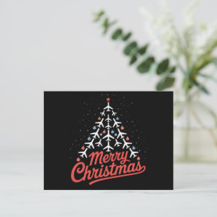 Cartão Postal De Festividades Piloto de árvore de Natal de avião