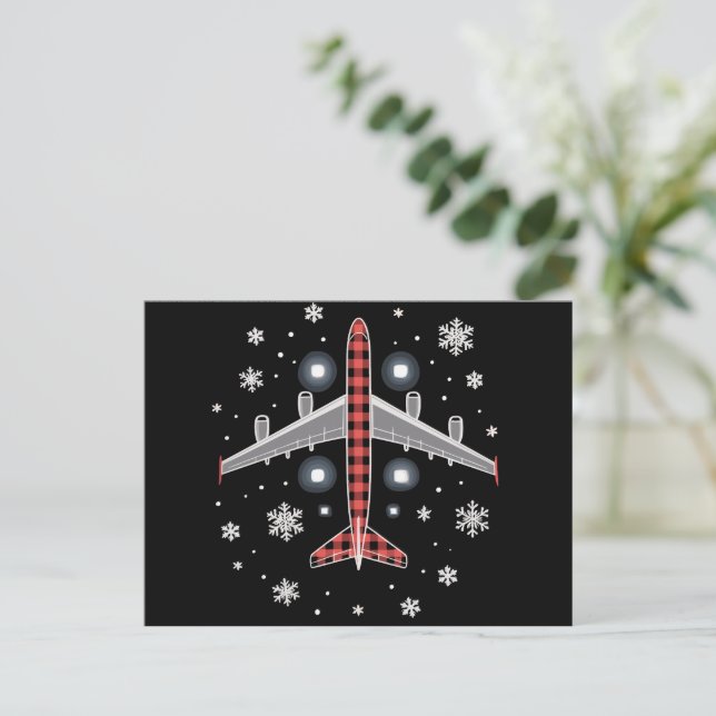 Cartão Postal De Festividades Piloto de Natal para Xadrez de avião (Em pé/Frente)