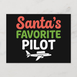 Cartão Postal De Festividades Piloto Favorito do Papai Noel Natal Aviação Avião