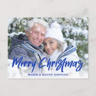 Cartão Postal De Festividades Pincel Script Feliz Natal Flocos de Neve Foto