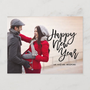 Cartão Postal De Festividades Pincel Script Foto Feliz Ano Novo