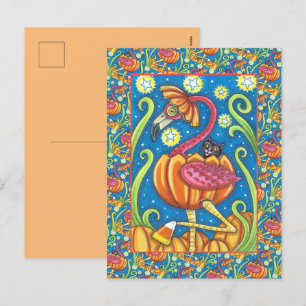 CARTÃO POSTAL DE FESTIVIDADES PINCO DE PINCO FLAMINGO E GATO NEGRO NA BOMBA