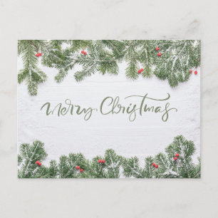 Cartão Postal De Festividades Pine Calligraphy Natal Terra de Encantamento de In
