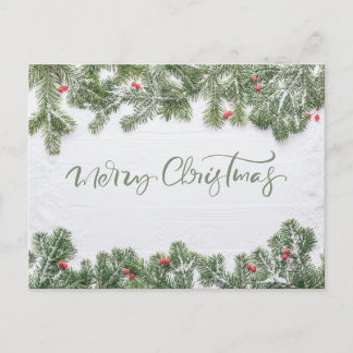 Cartão Postal De Festividades Pine Calligraphy Natal Terra de Encantamento de In