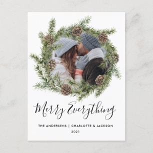 Cartão Postal De Festividades Pine Cone Wreath   Cartão de Natal Fotográfico