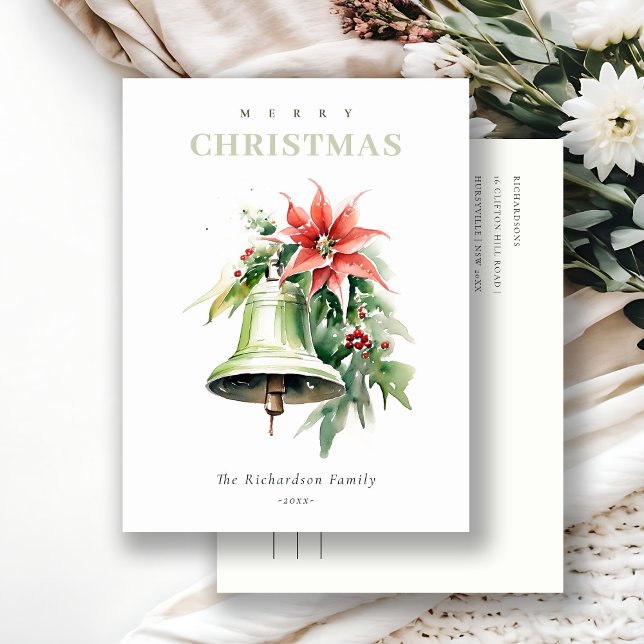 Cartão Postal De Festividades Pine Poinsettia Foliage - Pinho de Natal (Criador carregado)