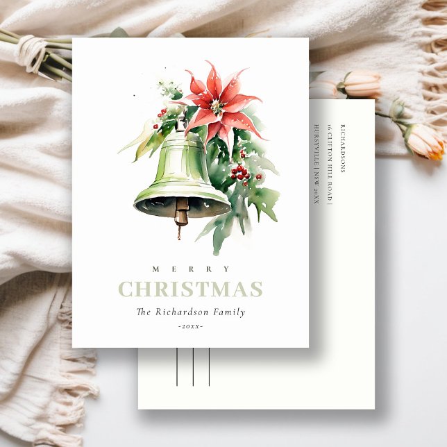 Cartão Postal De Festividades Pine Poinsettia Foliage - Pinho de Natal (Criador carregado)