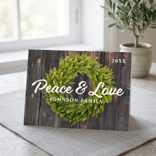 Cartão Postal De Festividades Pine Wreath Wood Russo do País de Paz e Amor