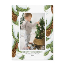 Pinecones Watercolor Foto de Natal Feliz