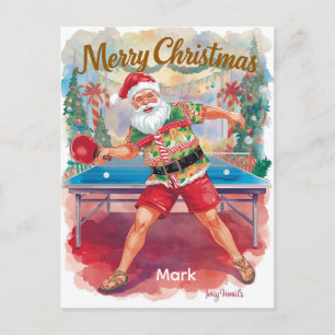 Cartão Postal De Festividades Ping Pong Feliz Natal com Papai Noel Ping