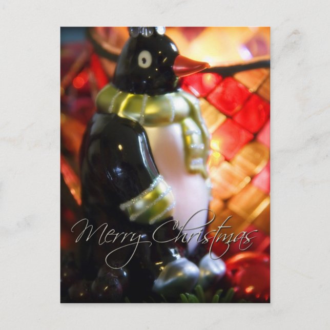 Cartão Postal De Festividades Pinguim - Cartão-postal de Natal (Frente)