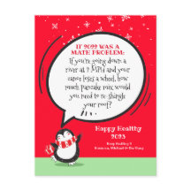 Pinguim de Ano Novo Problema Matemático Engraçado 