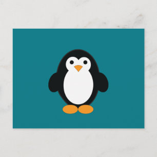 Cartão Postal De Festividades Pinguim de Cartoon Bonito