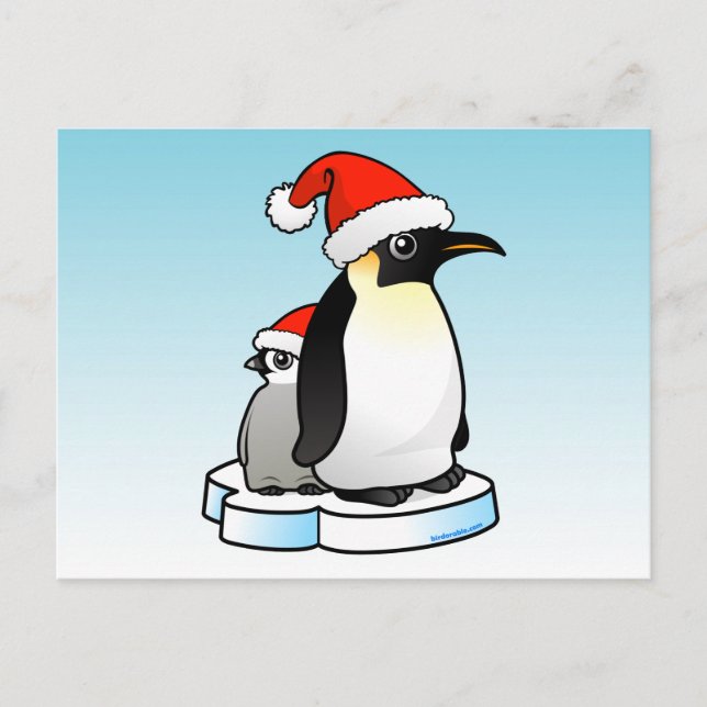 Cartão Postal De Festividades Pinguim de imperador do papai noel (Frente)