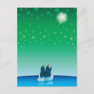 Cartão Postal De Festividades Pinguins de Natal