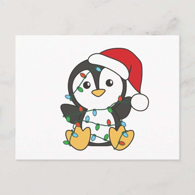 Cartão Postal De Festividades Pinguins de Natal de Inverno Pinguins (Frente)