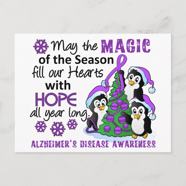Cartão Postal De Festividades Pinguins de Natal Doença de Alzheimer (Frente)