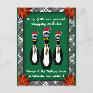 Cartão Postal De Festividades Pinguins de Papais noeis Humorosos Frazzados (Pers