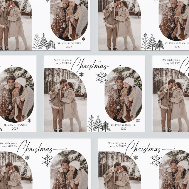 Cartão Postal De Festividades Pinheiro fino arquitetado 2 fotos de natal preto (Criador carregado)