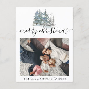 Cartão Postal De Festividades Pinheiros com aquarelas foto de Natal
