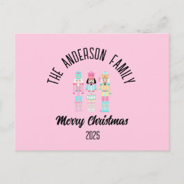 Cartão Postal De Festividades Pink Christmas Nutcracker Pastel Personalized Name