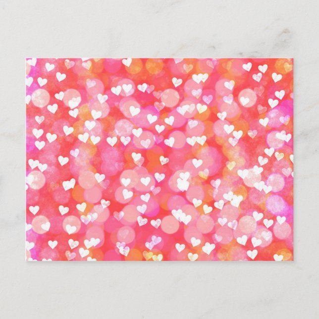 Cartão Postal De Festividades Pink Love Heart Namorados Patterno (Frente)