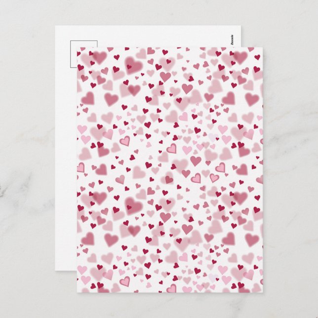 Cartão Postal De Festividades  Pink Lovely Hearts Pattern  (Frente/Verso)