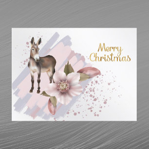 Cartão Postal De Festividades Pink Magnolia Mule Floral Watercolor