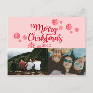 Cartão Postal De Festividades Pink Red Glittery Christmas photo Post Card