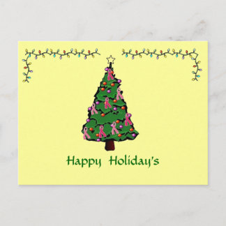 Cartão Postal De Festividades Pink Ribbon Xmas Postcard