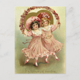 Cartão Postal De Festividades Pink Vintage Valentine's Day Friendship